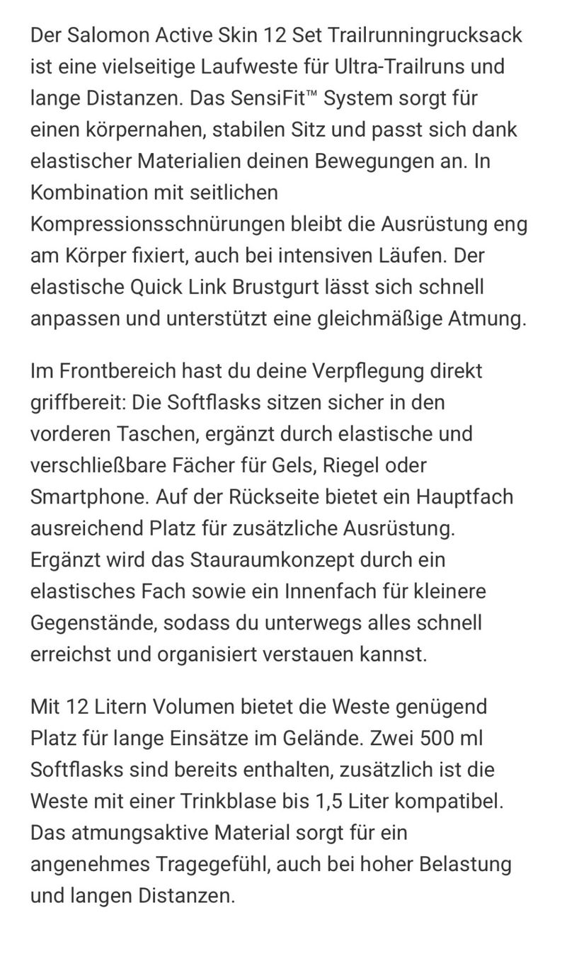 Salomon Rucksäcke: Salomon ADV SKIN 12 Gr.L – Neu (gemäss Beschreibung) aus Möhlin von Solmari74 2