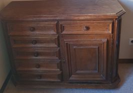 Vintage Wooden Cabinet with drawers and a door, Solid wood