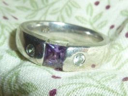 bague silber et pierres améthyste 53 pour femme