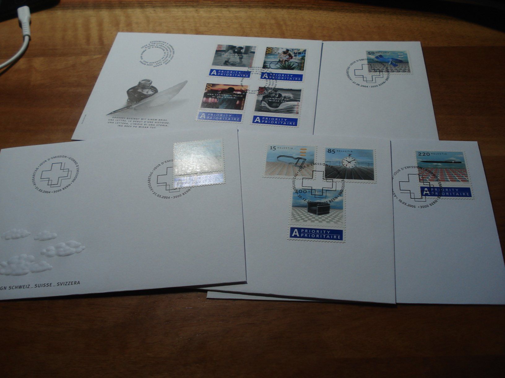 Alle Briefmarken: 5 FDC Dauermarken, Selbstklebend um 2004 – Gebraucht aus Niederwil AG von morostahu