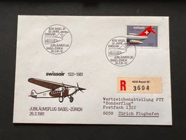 Swissair Jubiläums-Flug Basel-Zürich 1981  (R91)