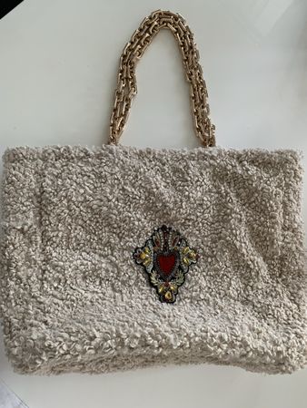 NA-KD Teddy Tote Bag mit Schmuckapplikation, neuwertig!