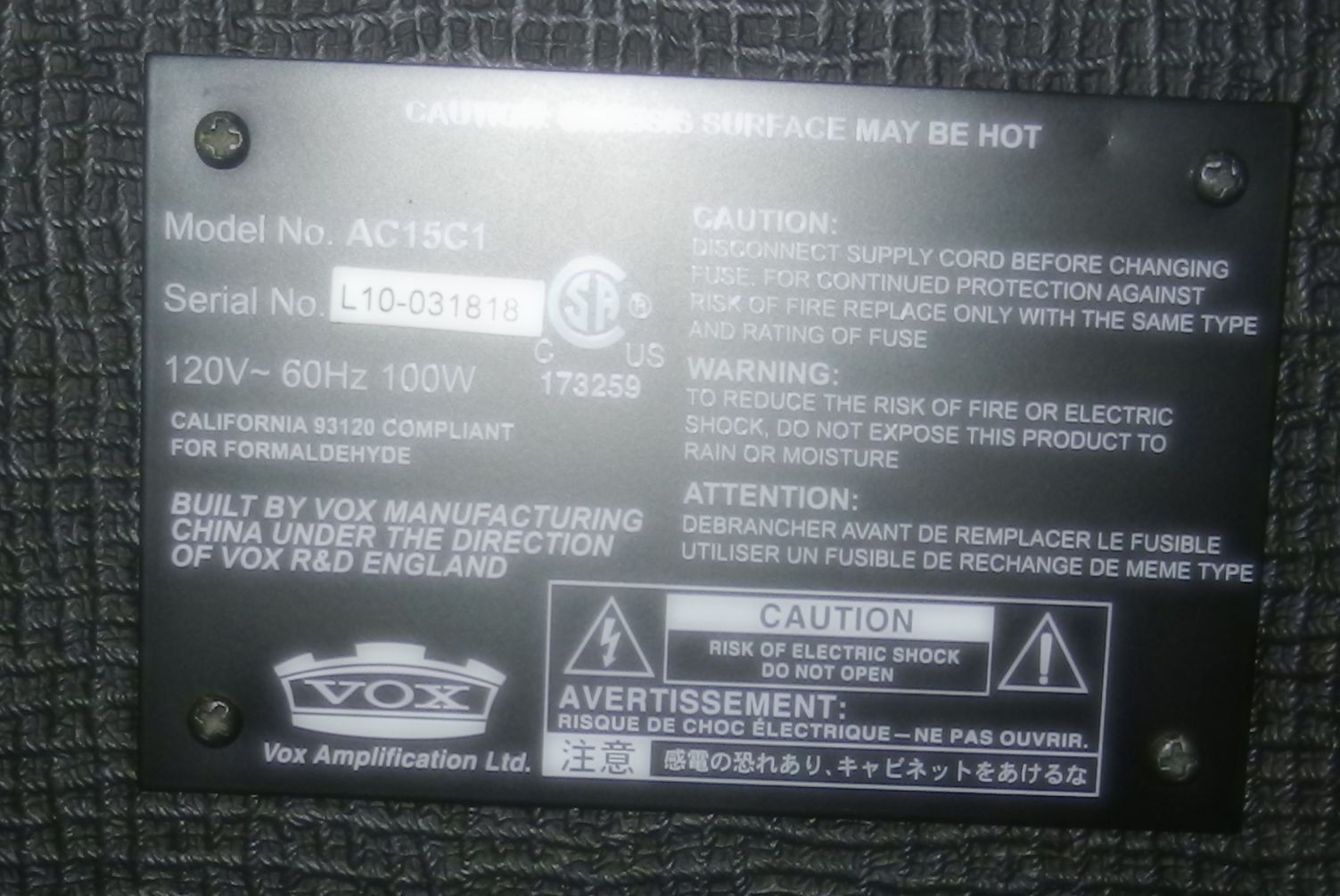 Vox Amplificatori: Vox Gitarren-Röhren-Combo AC15C1 – Usato da Männedorf venduto da livesteam 3