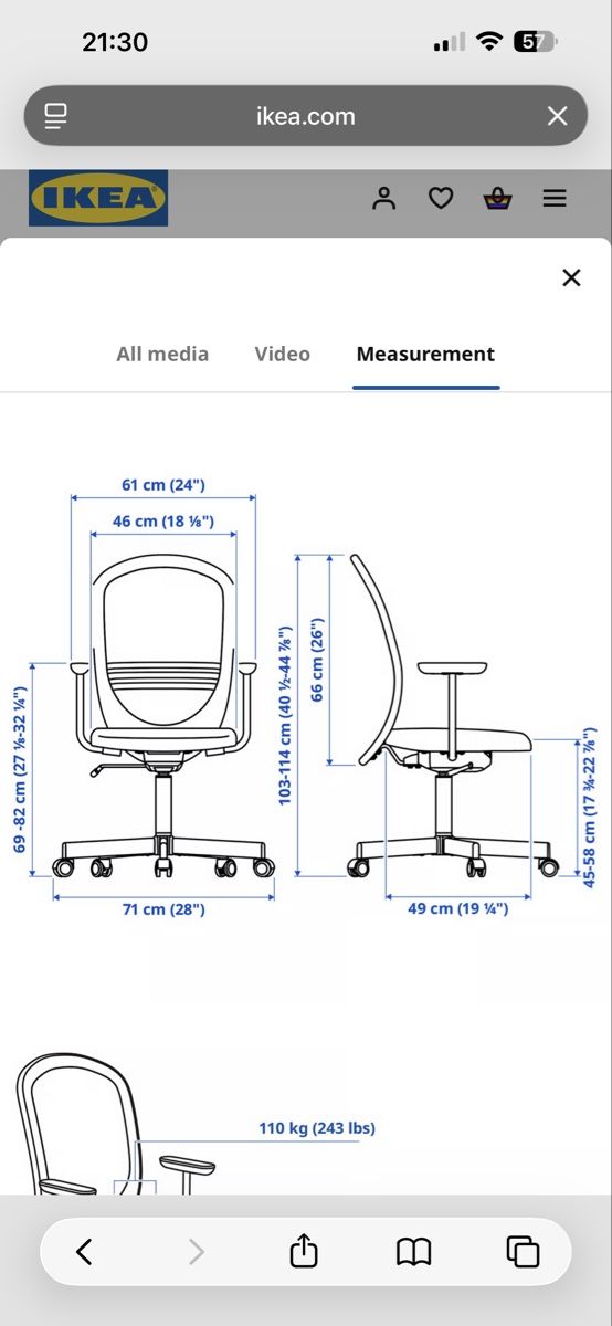 Ikea Sedie: Ikea / chaise de bureau ergonomique noire – Usato da Basel venduto da jos_b5pm 2