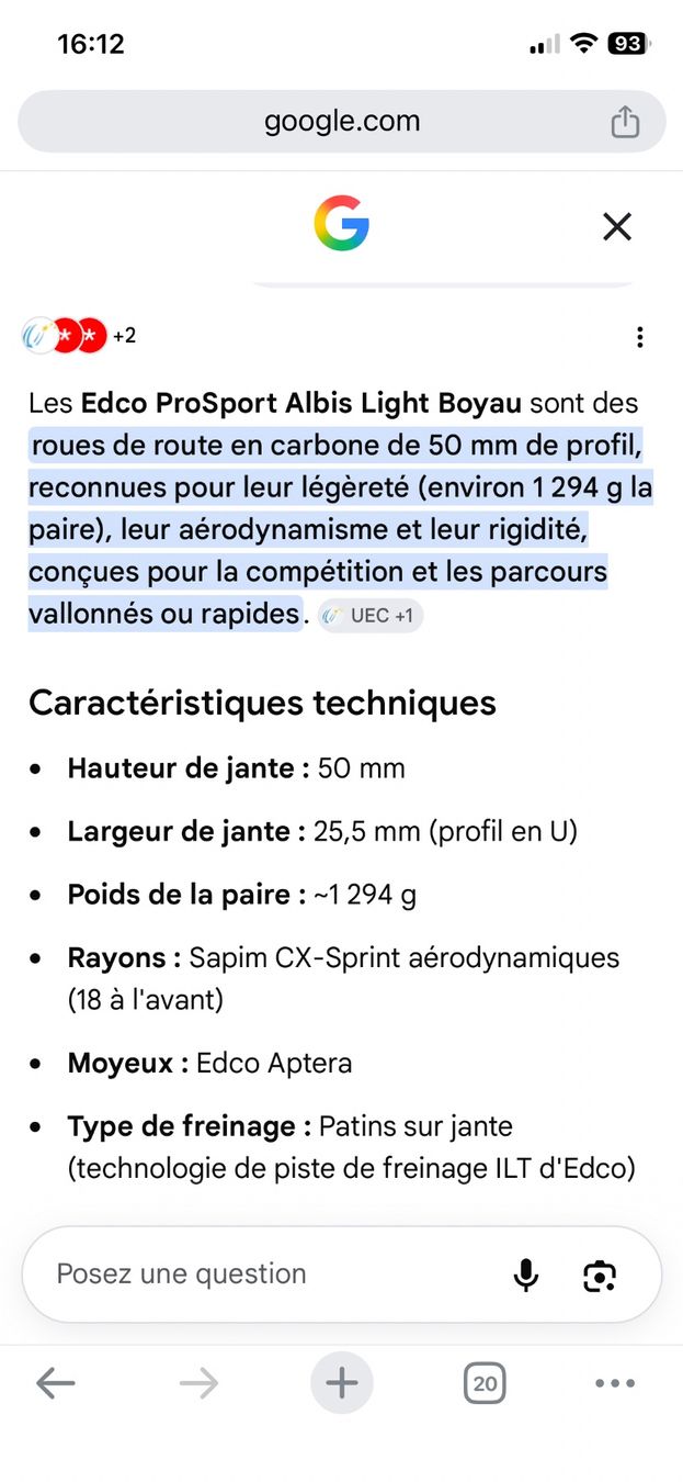 Edco Pneumatici & Ruote complete: Roue carbone Edco – Usato da Chézard-St-Martin venduto da GJelo 8