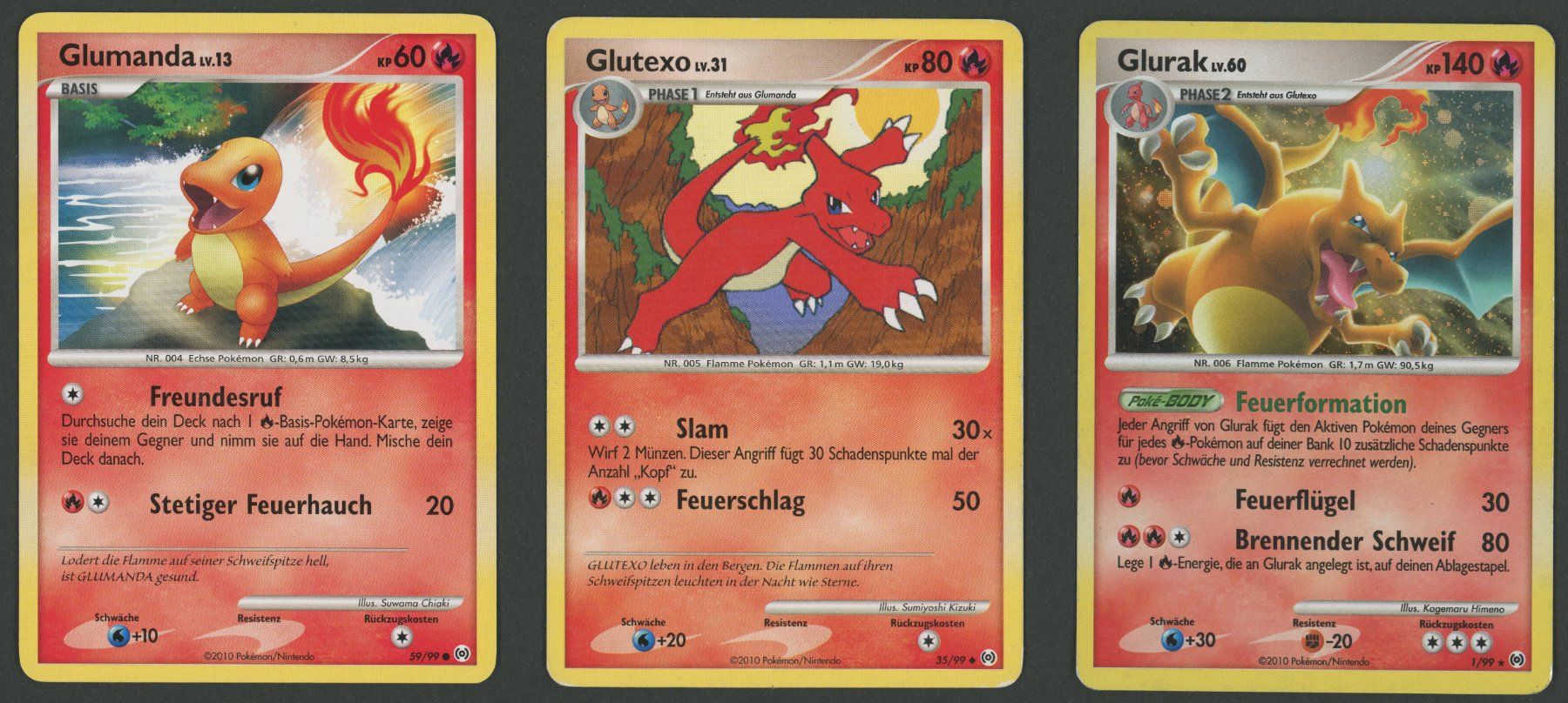 Pokémon Sammelbilder & Trading cards: Charmander Charmeleon Charizard Holo Evo Set Arceus DE 1.- – Gebraucht aus Rupperswil von gengarbasar