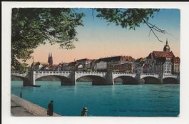 AK 1919 Basel - Mittlere Rheinbrücke & Münster