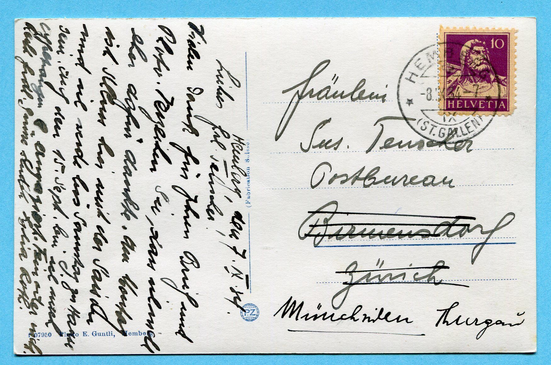 Cartes postales: Hemberg-Dorf 1934 - Pension Brunner – D'occasion à Opfikon par Prophila 1