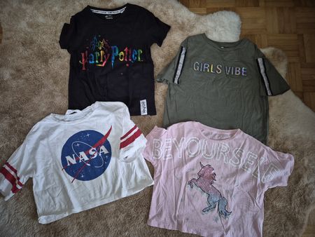 4 T-Shirts Mädchen Gr. 134/140: NASA, Harry Potter etc.