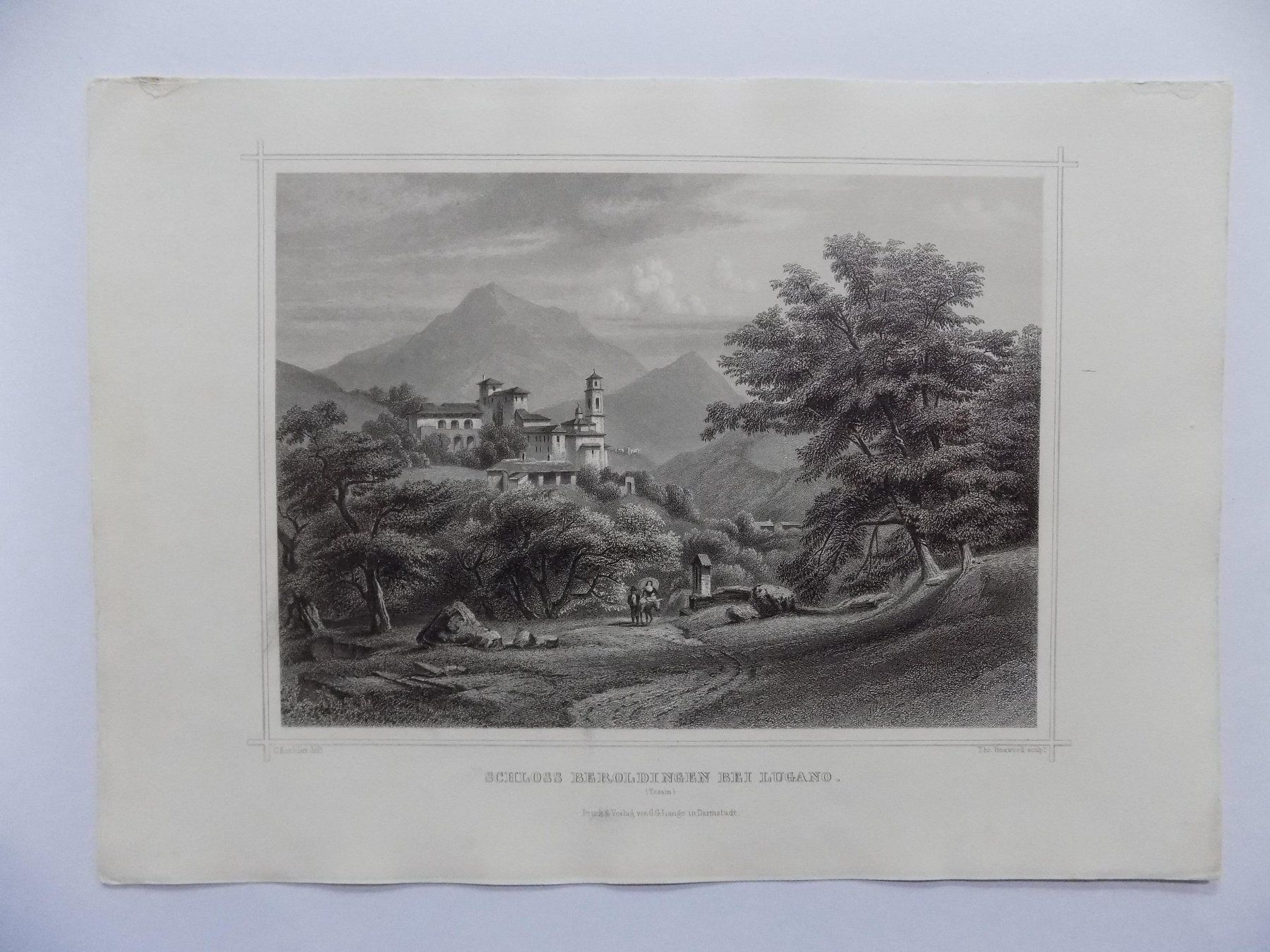 Gravures: Schloss Beroldingen bei Lugano – D'occasion à Risch par Antikfee