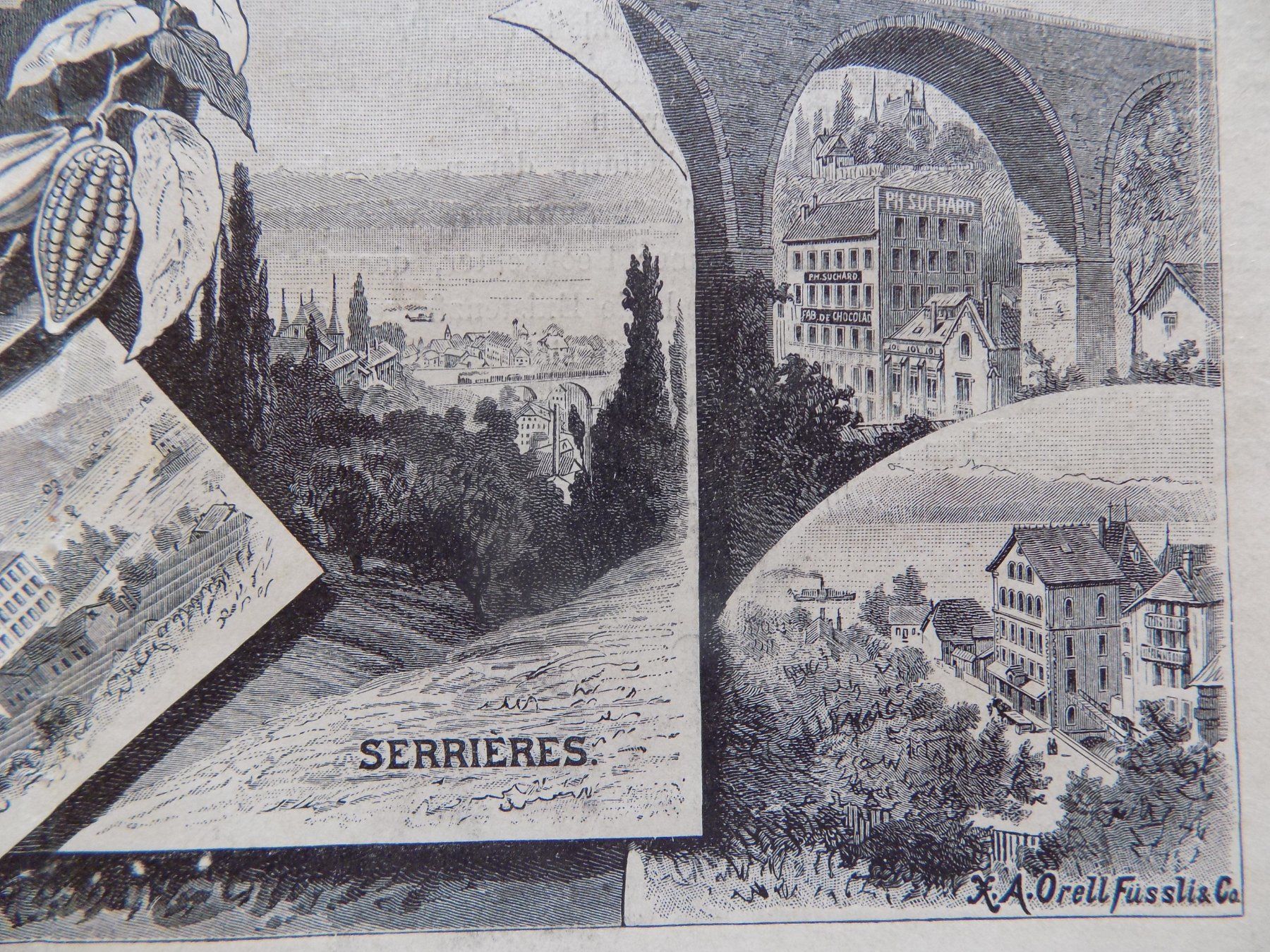 Gravures: Neuchatel Ansicht der Chocolade-Fabrik – D'occasion à Risch par Antikfee 8
