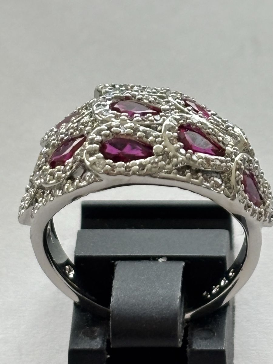Ringe: Silber Ring 925  mit pinken Steinen – Gebraucht aus Langnau am Albis von flusspflege 4