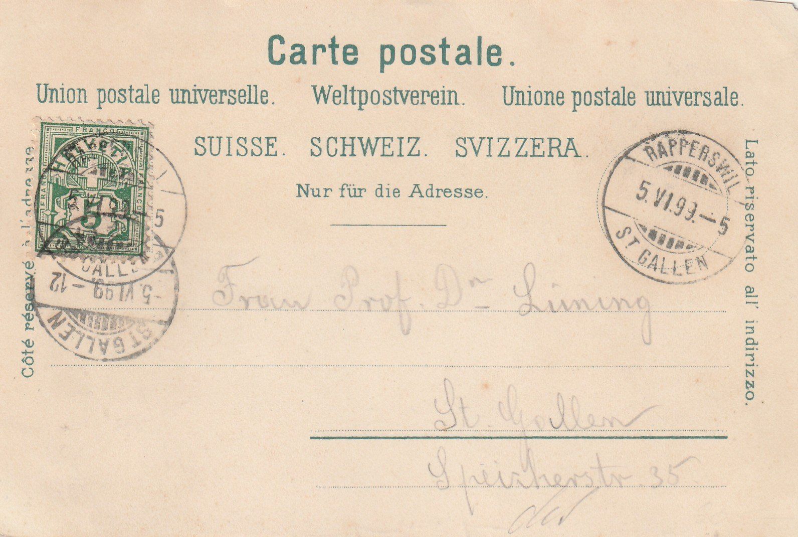 Cartoline postali: Rapperswil Litho – Usato da Rorschacherberg venduto da fratovi2 1