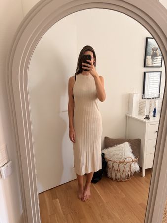 H&M Kleid gerippt beige Grösse XS guter Zustand