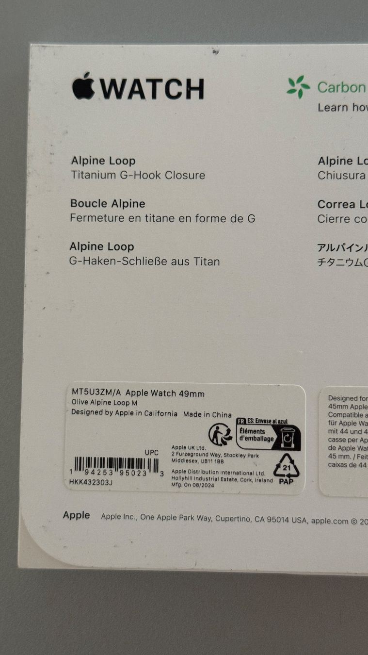 Apple Bracelets: Apple Watch Armband 49mm Olive Alpine Loop M – Neuf avec emballage d'origine à St. Erhard par secc 1