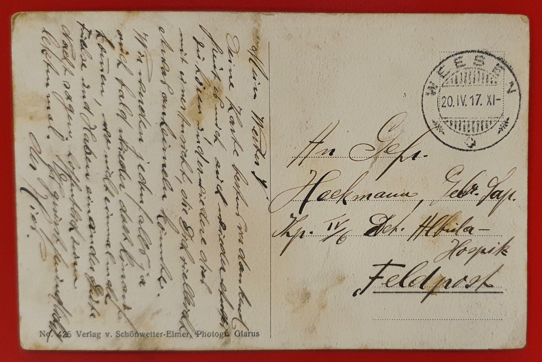 Cartoline postali: Weesen 1917 - Blick auf die Glarneralpen – Usato da Kreuzlingen venduto da Rschweiz1 1
