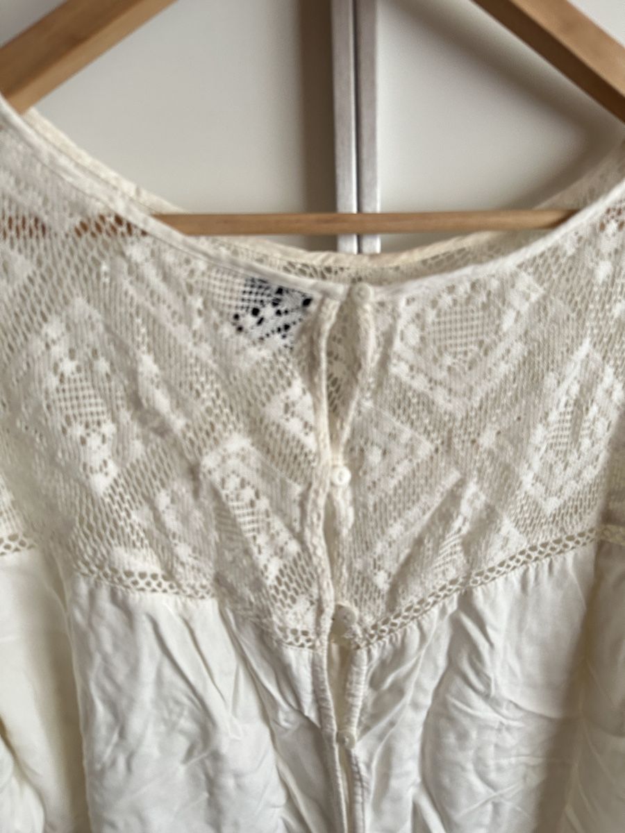 Camicette: Object Bluse, Gr. 42, creme-weiss, Sommer Look, Spitze – Usato da Opfikon venduto da Zentou 2