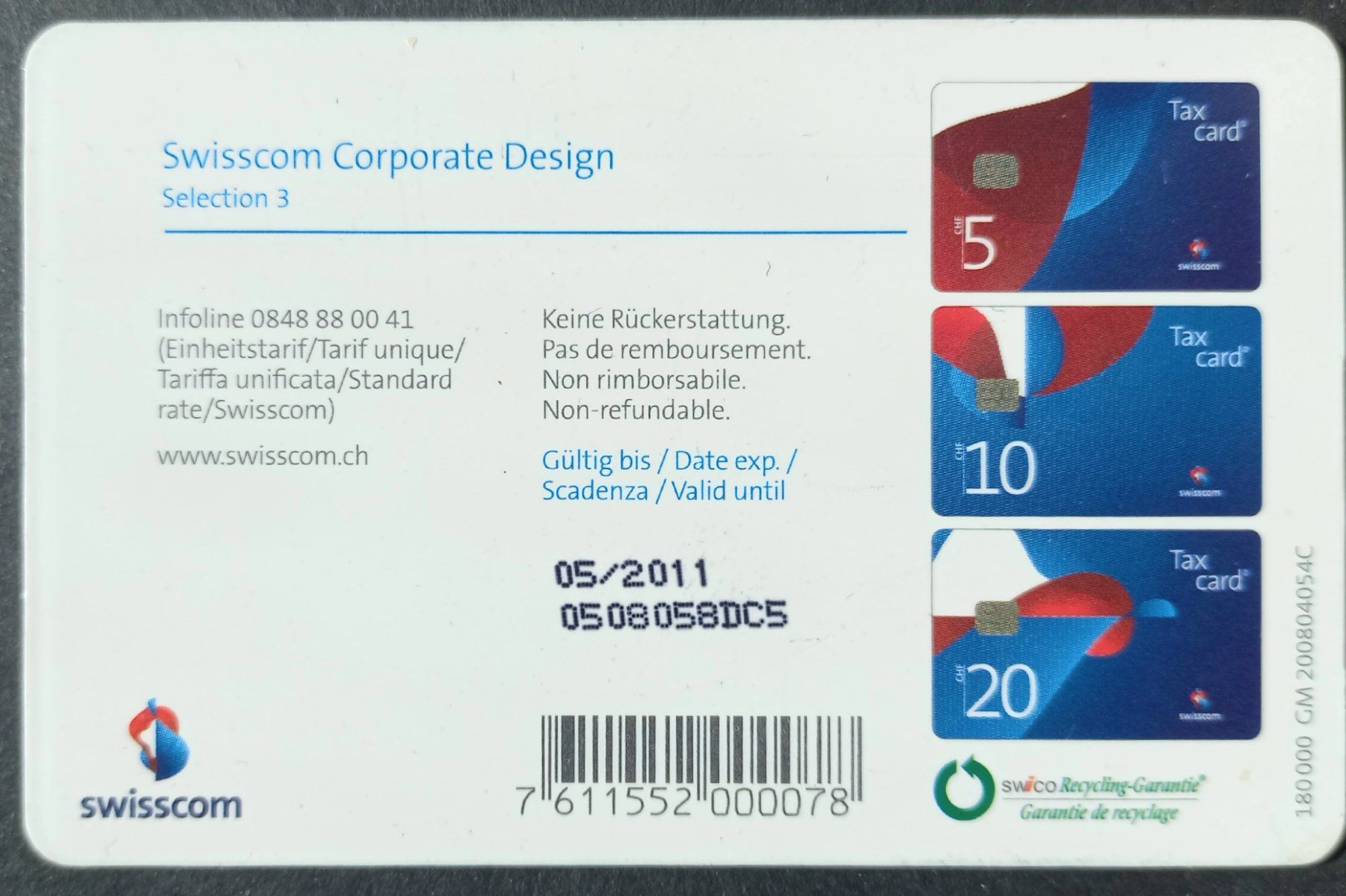 Swisscom Schede telefoniche: Taxcard - Swisscom Corporate Design - CH – Usato da Niederuzwil venduto da lubimaja 1