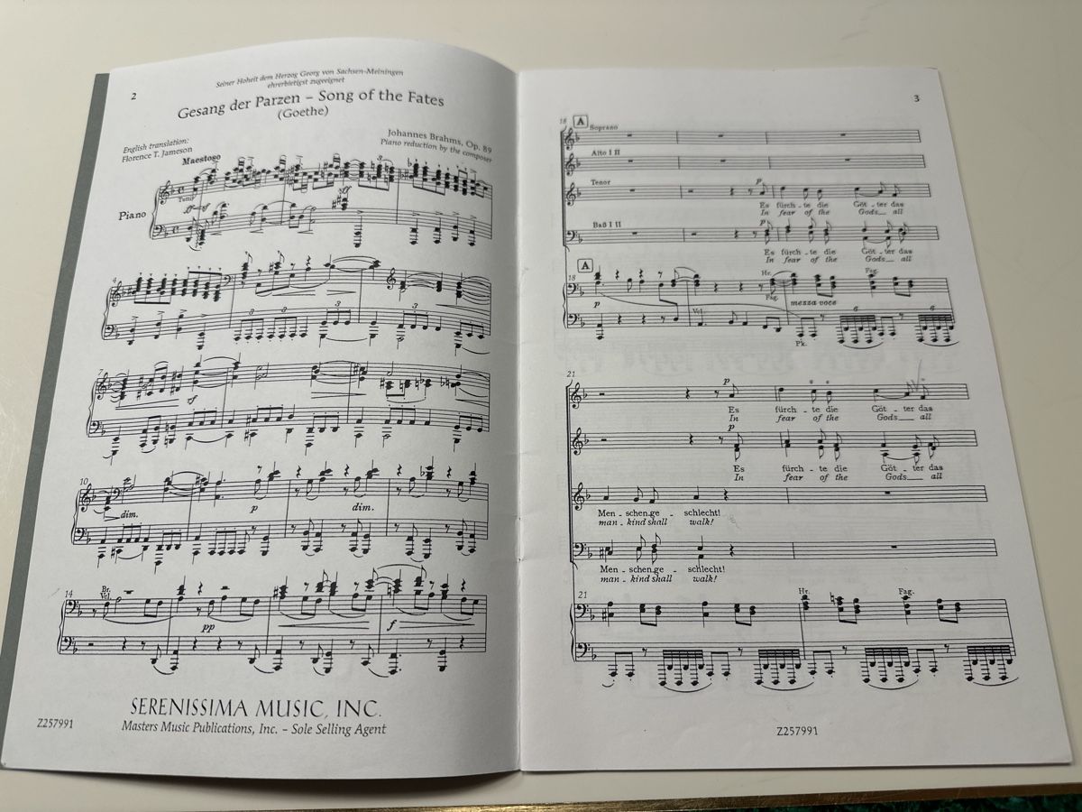 Bücher: Brahms Gesang der Parzen Op. 89 Noten – Gebraucht aus Wald ZH von Martin79 2