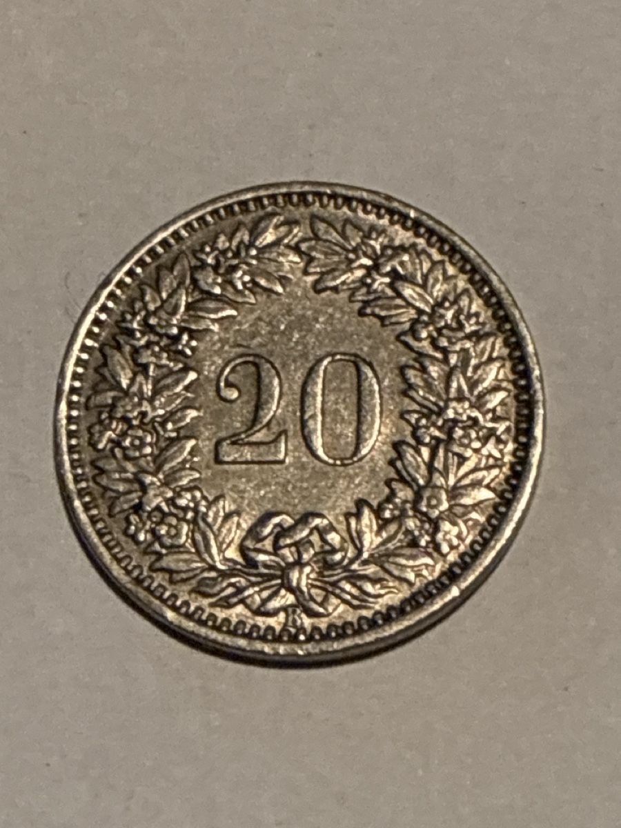 Tutti le monete: Nr. 63: 20 Rappen, schweizer Franken, 1947 – Usato da Burgdorf venduto da Yakari5165 1