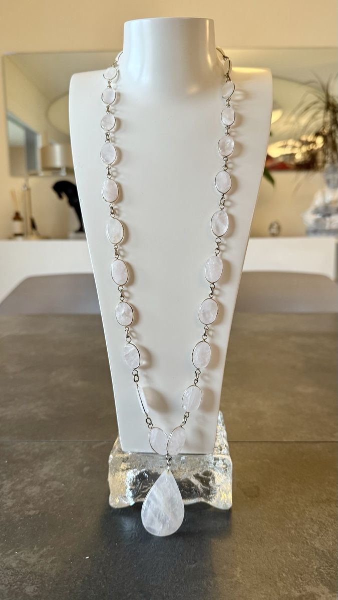 Catenine: Collier élégant quartz rose et dire – Usato da Nyon venduto da stylevintage79