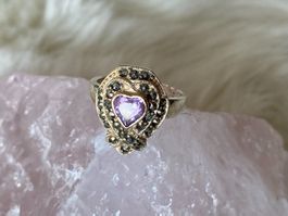 Ring Silber 925 mit lila Stein Herz