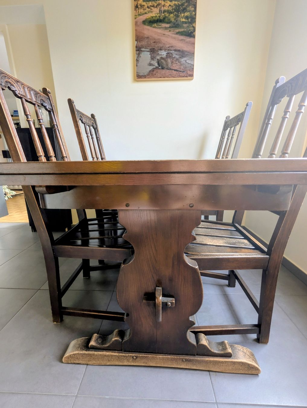Set di tavolo e panche: Ensemble salle à manger bois massif, table + 4 chaises  – Usato da Genève venduto da Morphall