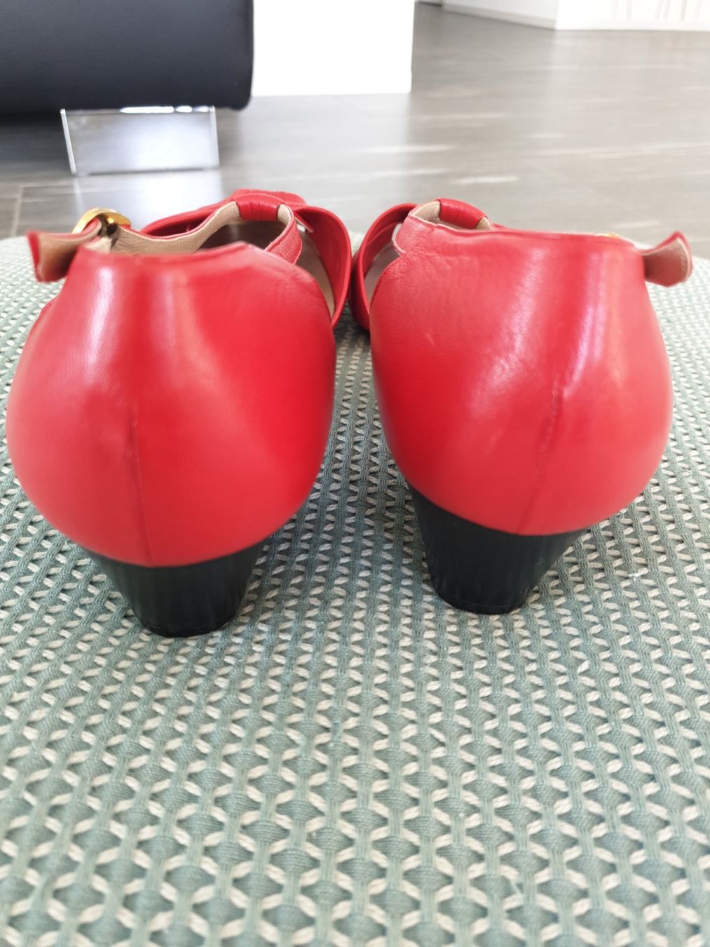 Chaussures femmes: rote offene Pumps aus Leder – Neuf (Voir description) à Schmerikon par Oxbow 2