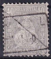 Sitzende Helvetia 40Rp.Stempel, weisses Papier, SBK 220.-