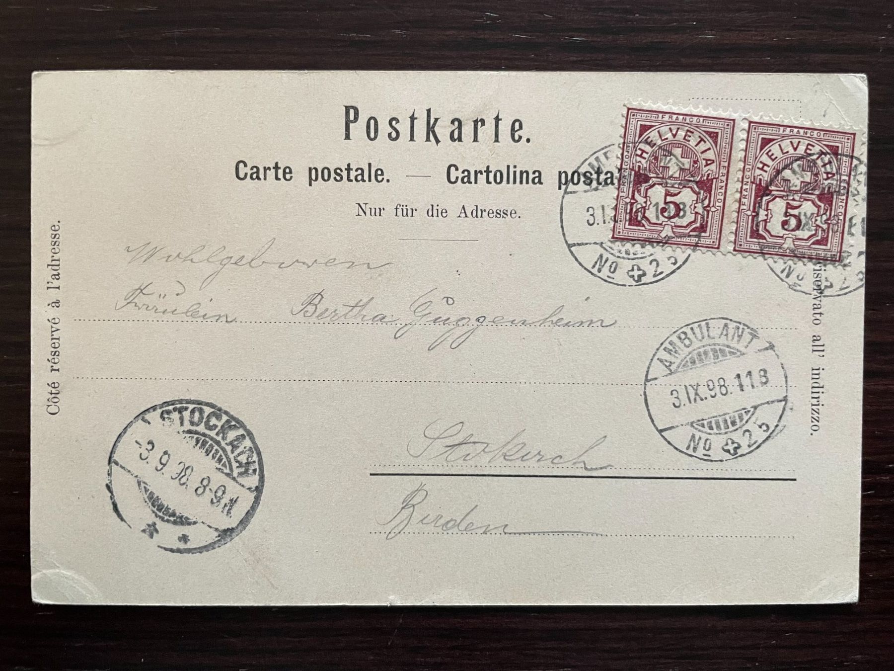 Ansichtskarten: F. KILLINGER BERGGESICHTER Tamina Schlucht, 1898 – Gebraucht aus Wald ZH von TLILEF 1
