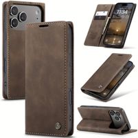 iPhone 17 Pro Max Leder Flip Hülle Braun – Wallet Case