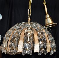 Vintage Glas Lampe / Hängelampe, 70er Jahre, Gold Optik