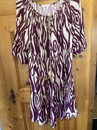 Kleid Damen lila weiss Grösse L Tiermuster Made in Italy
