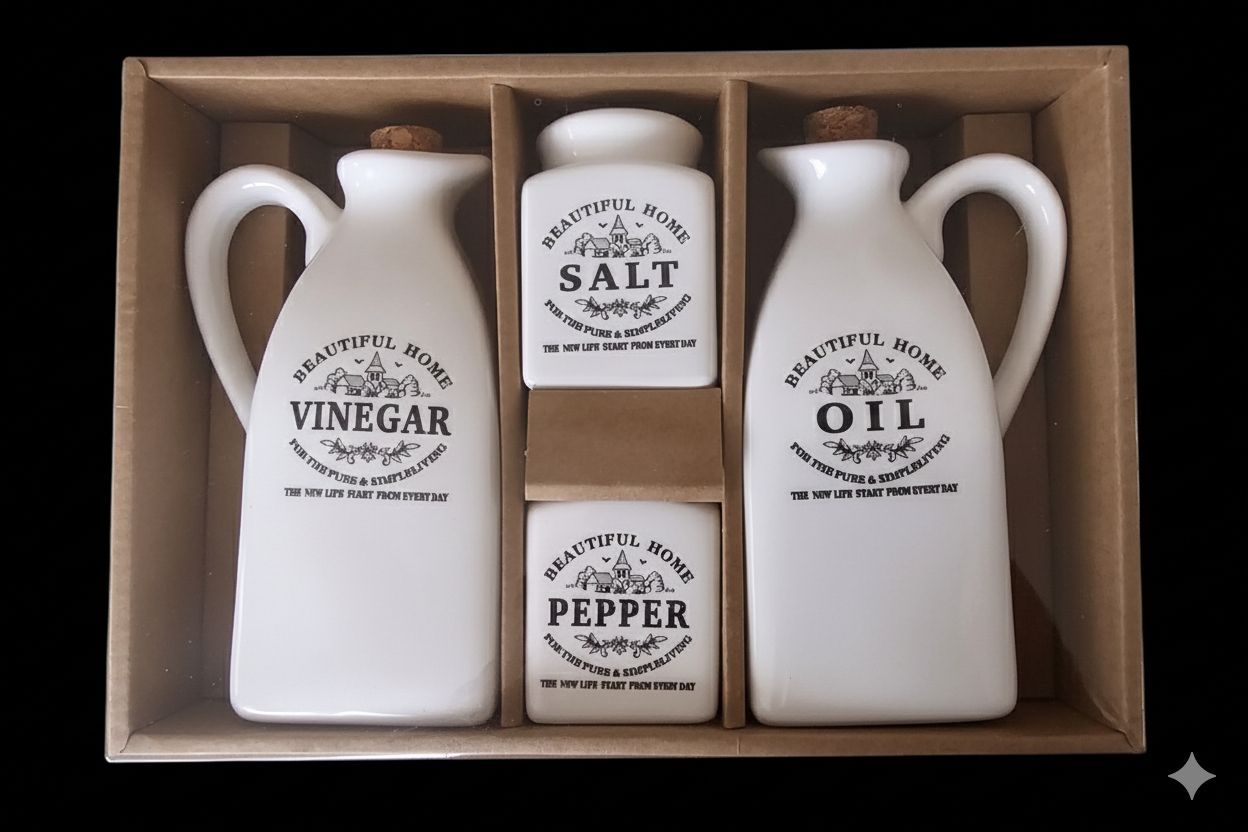 Set di piatti: 4-teiliges Menage, Keramik – Nuovo e nell'imballaggio originale da Grosshöchstetten venduto da Chaotik-Reptil