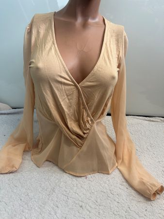 Sexy Ausschnitt Bluse teils durchsichtig Gr M NEU
