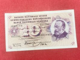 10 Franken Banknote 1960 wenig gebraucht.
