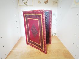 Antike Leder Dokumentenmappe / porte-document vintage cuir
