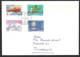 FDC Serie 385 - 388 Werbemarken ET Trimbach 19.3.1962