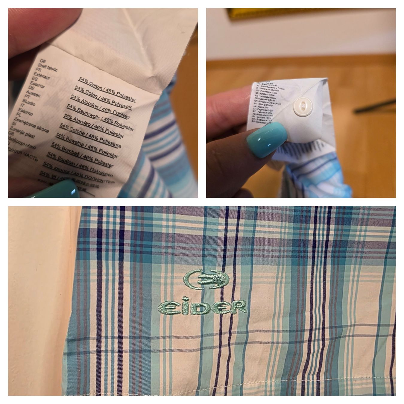Camicette: Sommerliche Bluse von Eider, hellblau kariert, Gr. 38 – Usato da Wald ZH venduto da CapLux 2