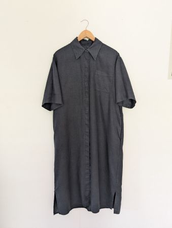 COS Hemdblusenkleid aus Leinen, dunkelblau oversized Gr. XS