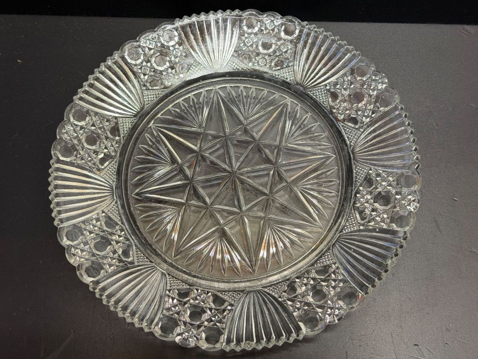 Piatti: JUGENDSTIL TELLER FLACH / SCHALE, KRISTALL PRESSGLAS – Usato da Matzingen venduto da Puhbaerli 7
