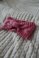 Bandeau en laine rose tricoté – Très bon état