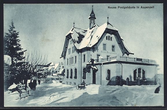 Ansichtskarten: Appenzell, Neues Postgebäude im Schnee – Gebraucht aus Berlin von bartko-reher