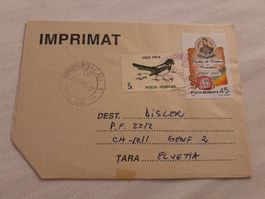 Rare Enveloppe de Roumanie avec Timbres, Années 1990!