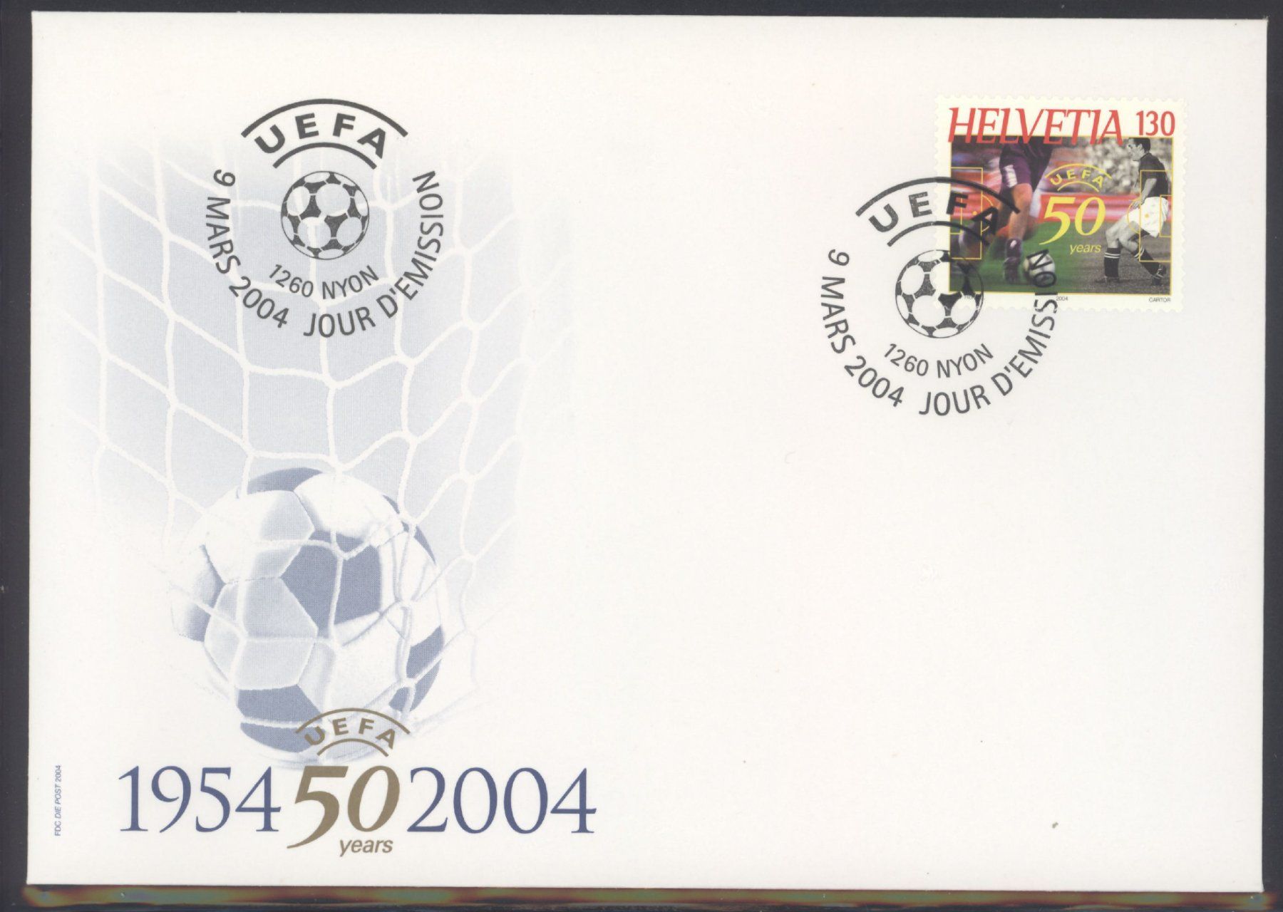Tutti i francobolli: 2004, FDC, Sondermarke 40 Jahre UEFA – Usato da Willisau venduto da Vollstempel
