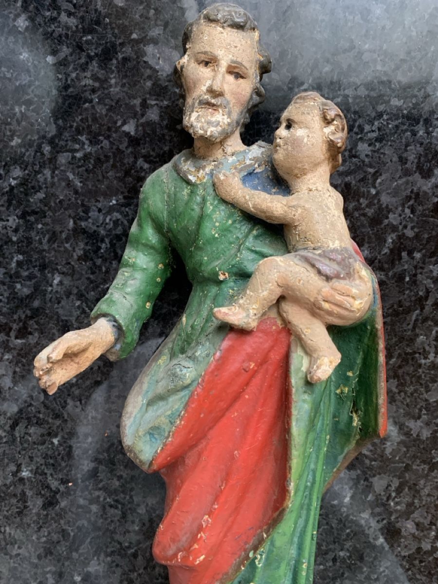 Sculture & Statue: 18. Jh Heiligenfigur Josef mit Kind – Usato da Wolfhalden venduto da SecondAntique 2