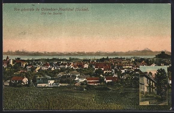 Cartoline postali: Colombier /Neuchatel, Vue generale, Clos – Usato da Berlin venduto da bartko-reher