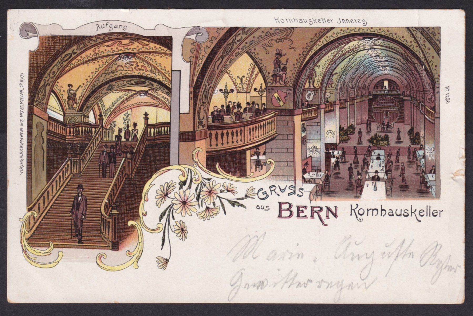 Cartes postales: SCHWEIZ 1901, Litho "Bern Kornhauskeller" + Stabst. BERN – D'occasion à Meyriez par Fuewa