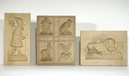 3 ältere Holzmodel / Buttermodel u.a. Luzerner Löwe