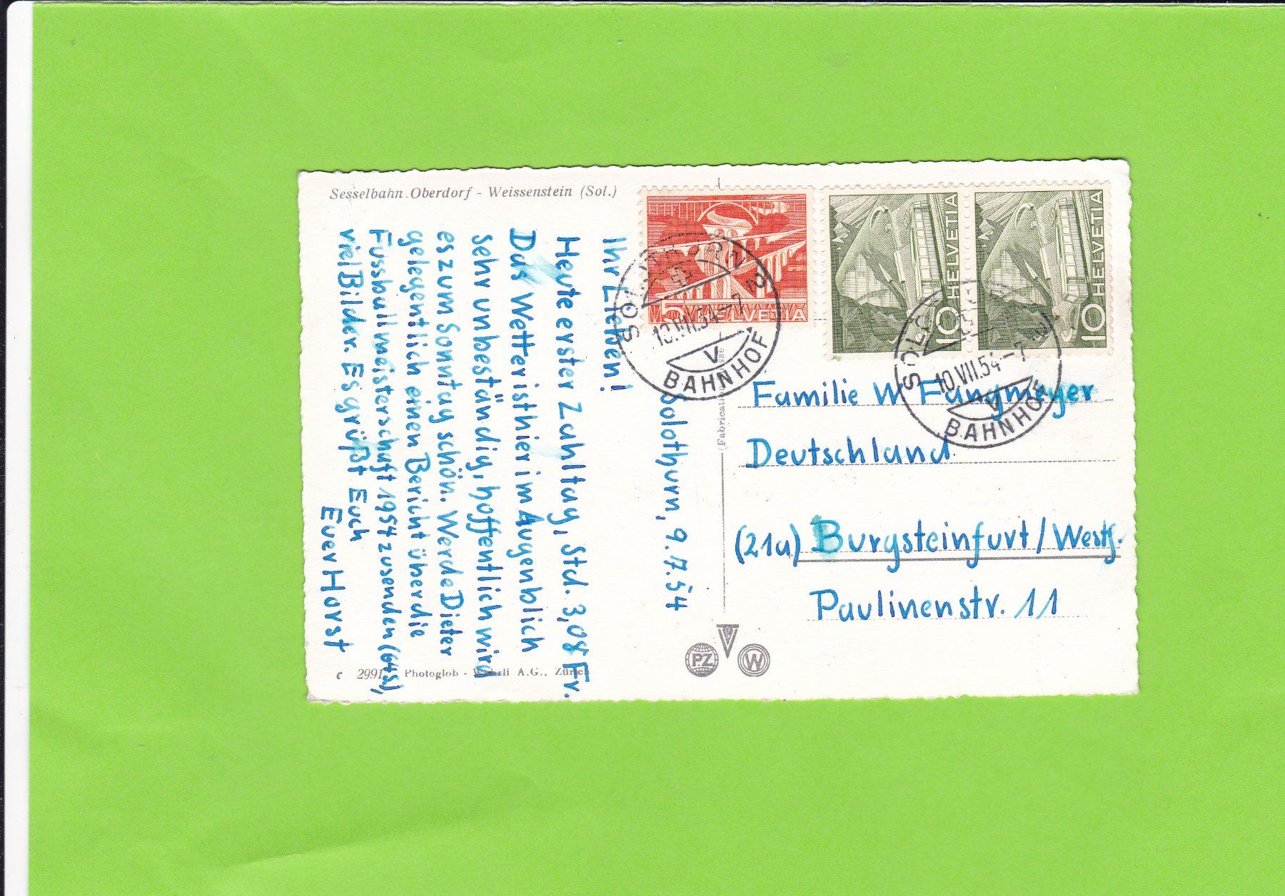 Cartoline postali: Sesselbahn Oberdorf-Weissenstein – Usato da St. Peterzell venduto da neckertal 1